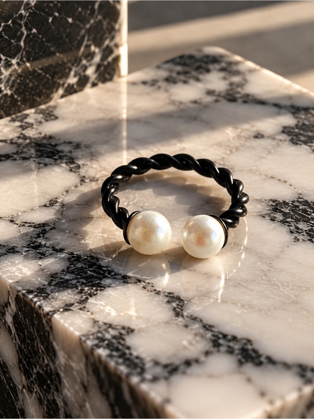 Pearl Ring in Black & White